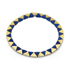 Necklace Made by Charmian Harris (b. 1953) in Devon, England, 2020–21 18ct gold, silver, lapis lazuli 